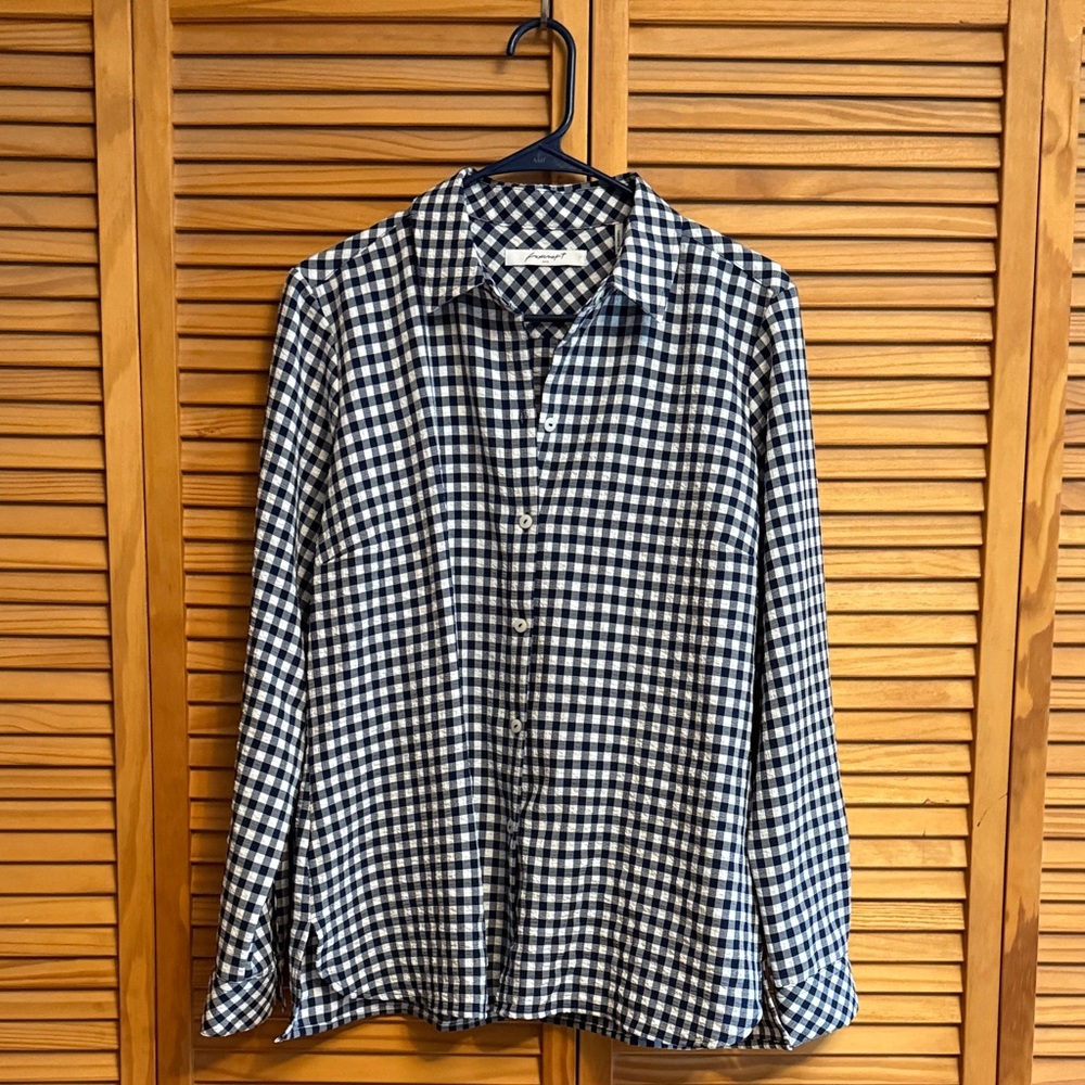 Foxcroft Women's Black and White Checkered Blouse